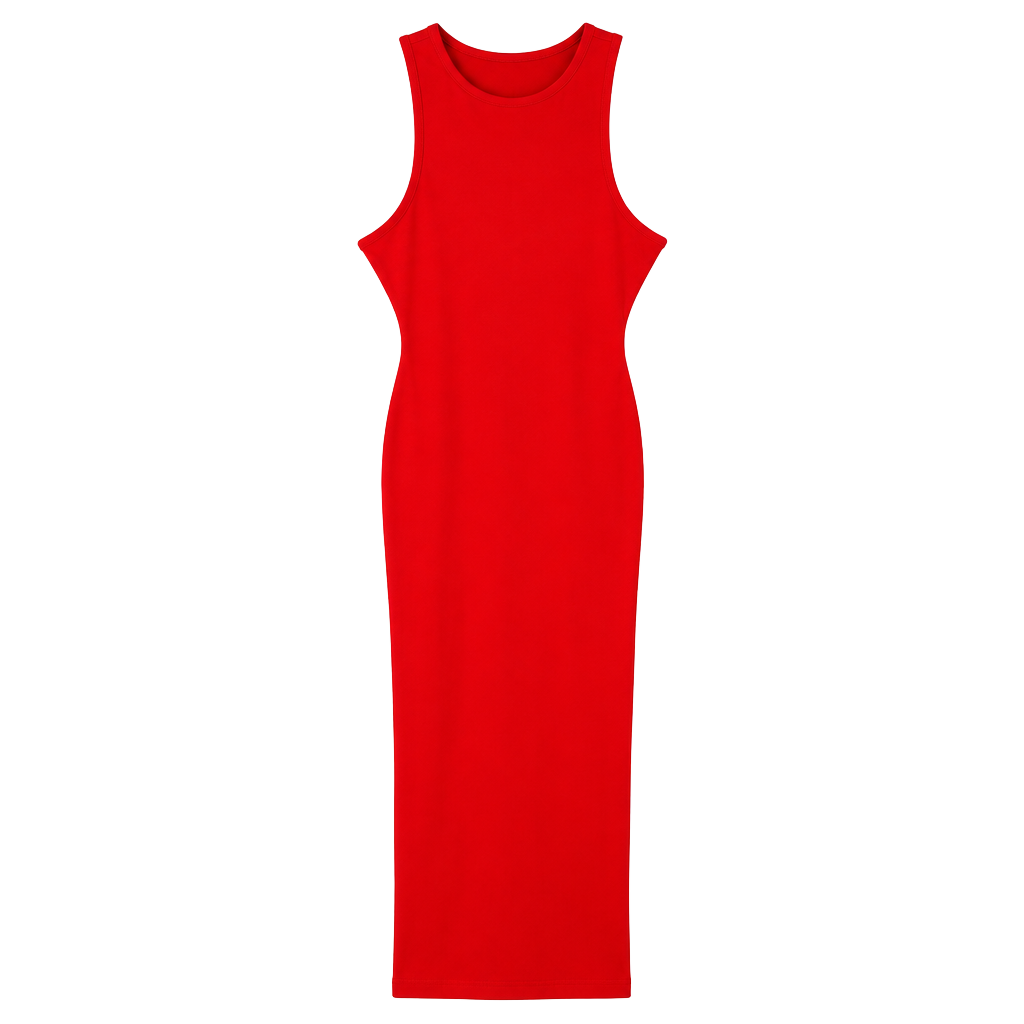Derek Heart Maxi Dress Size L Red Bodycon High Neck Sleeveless 1