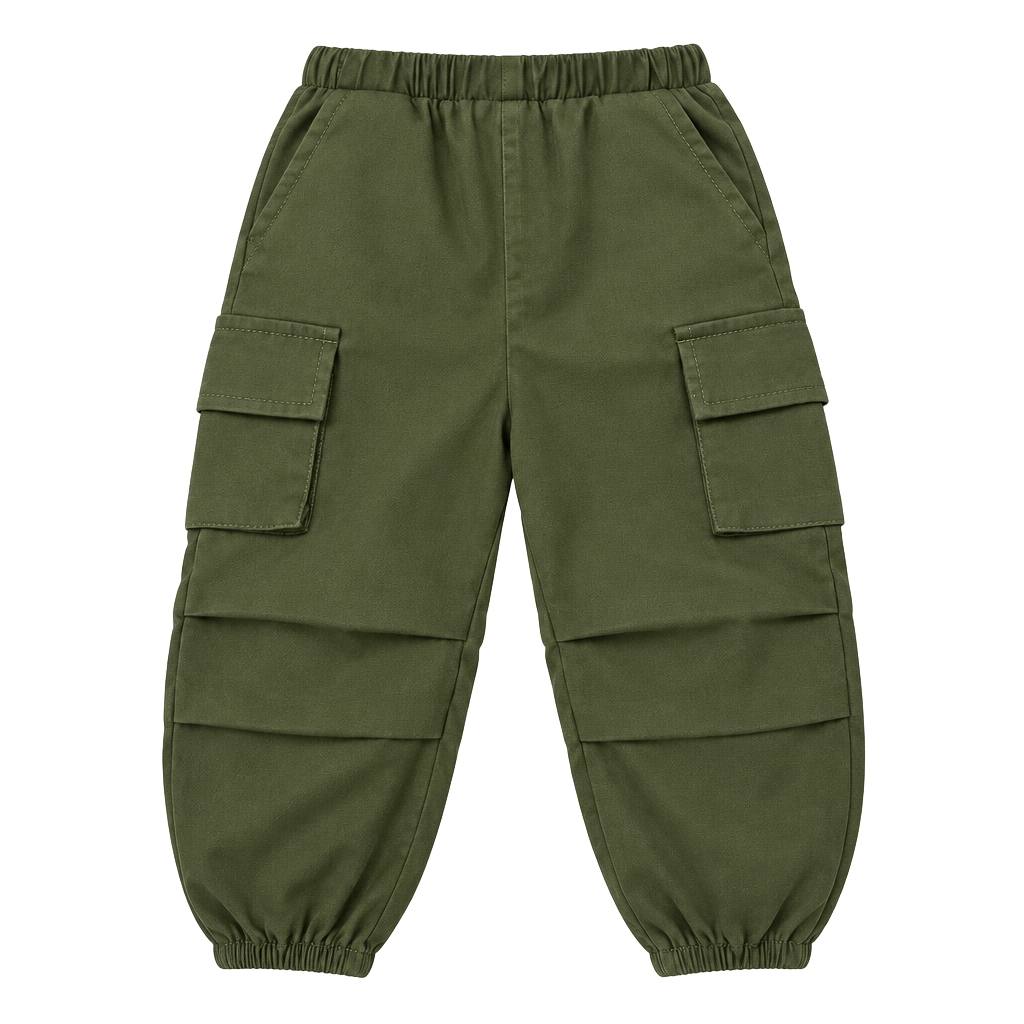 Baby Flap Pocket Cargo Pants 9-12M Green Elastic Waist 1
