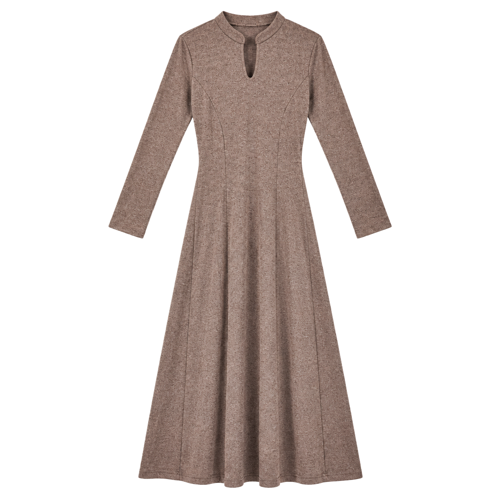 Celeb Brown Long Sleeve Open Back Quadruple Slit Maxi Shirt Dress Size Large 1