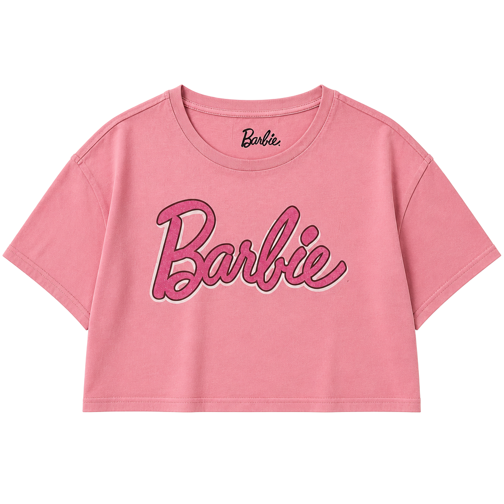 Barbie Pink Rhinestone Logo Oversized T-Shirt Women’s XL Mattel 2023 1