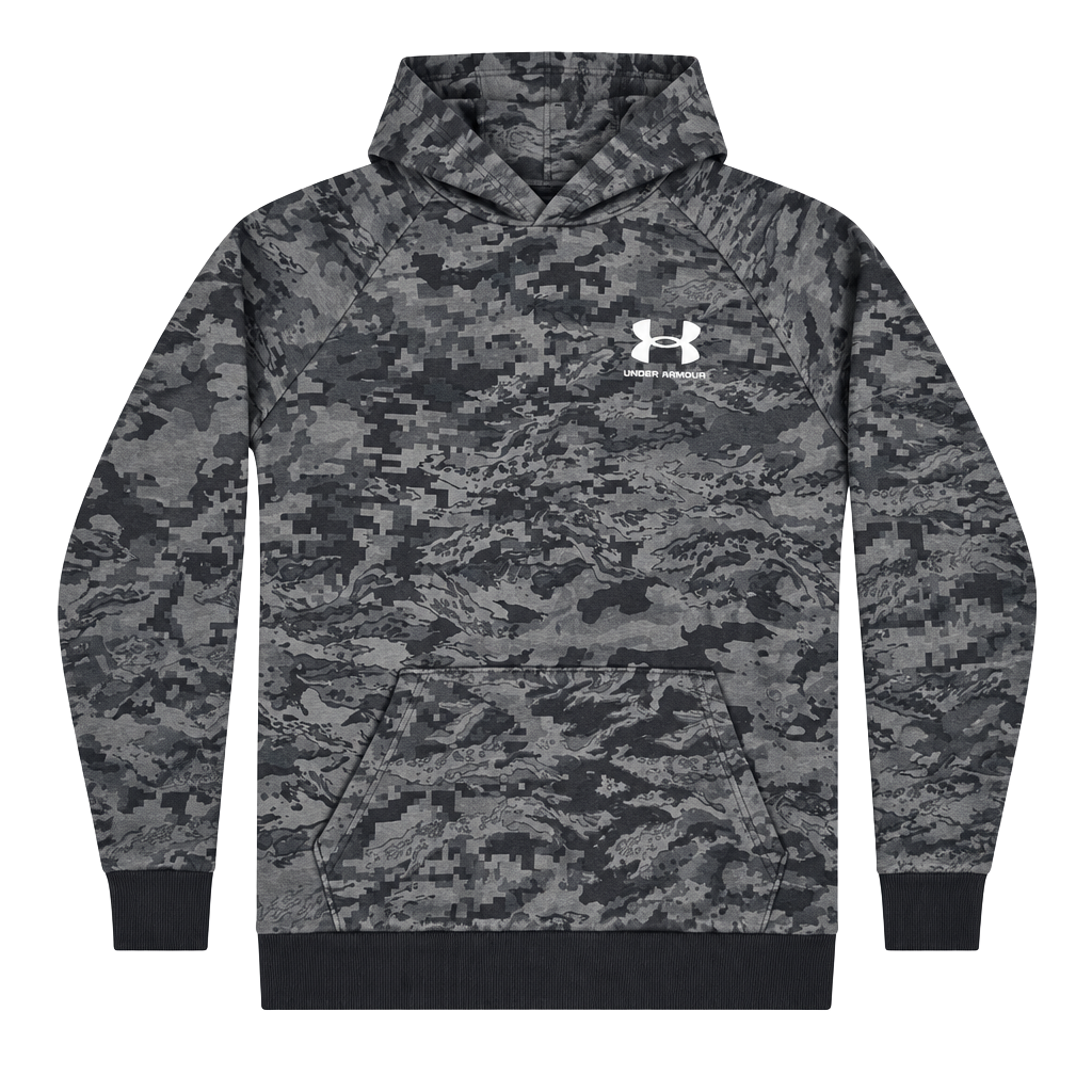 Under Armour Hoodie Size YXL Gray Camo Pullover Fleece 1