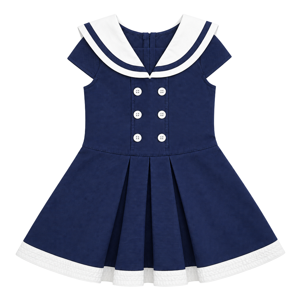 Gymboree Sailor Dress Size 5 Navy Blue White Nautical Cotton 1