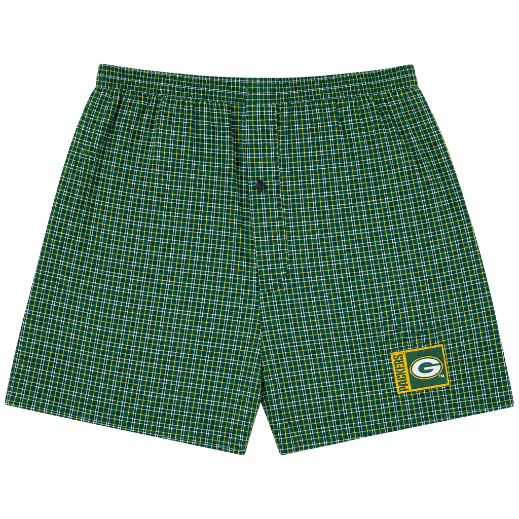 NFL Game Day Green Bay Packers Boxer Shorts Size X-Large Plaid Green 1