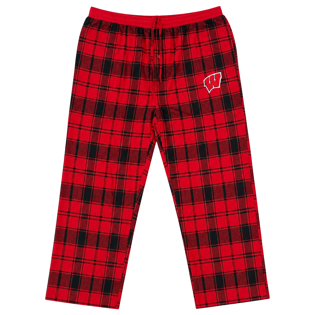 Sideline Apparel Wisconsin Badgers Sleep Pants Size XL/XG Red Plaid 1