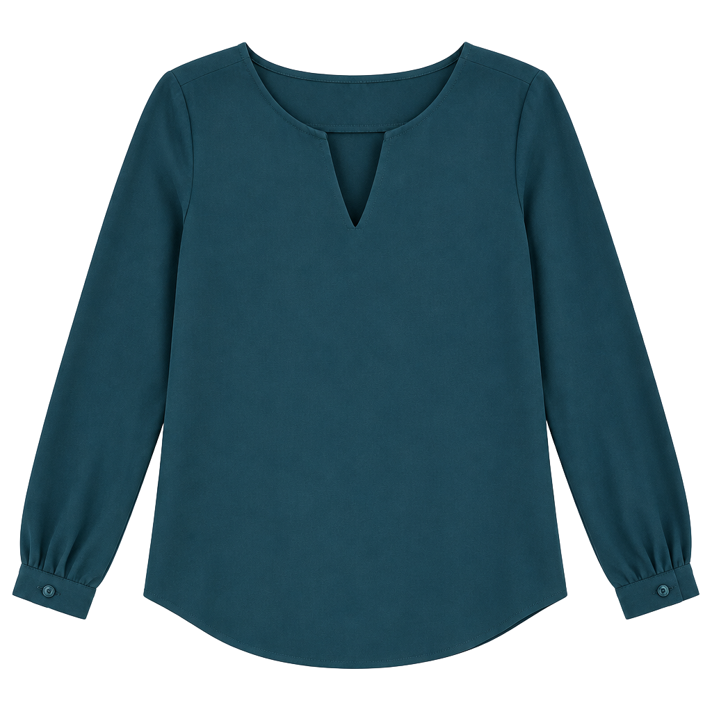 Forever 21 Hunter Green Chiffon Keyhole Blouse 1