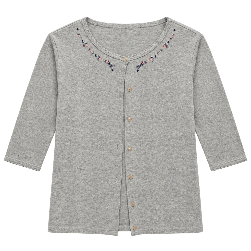 Floral Embroidered Gray Cardigan 1
