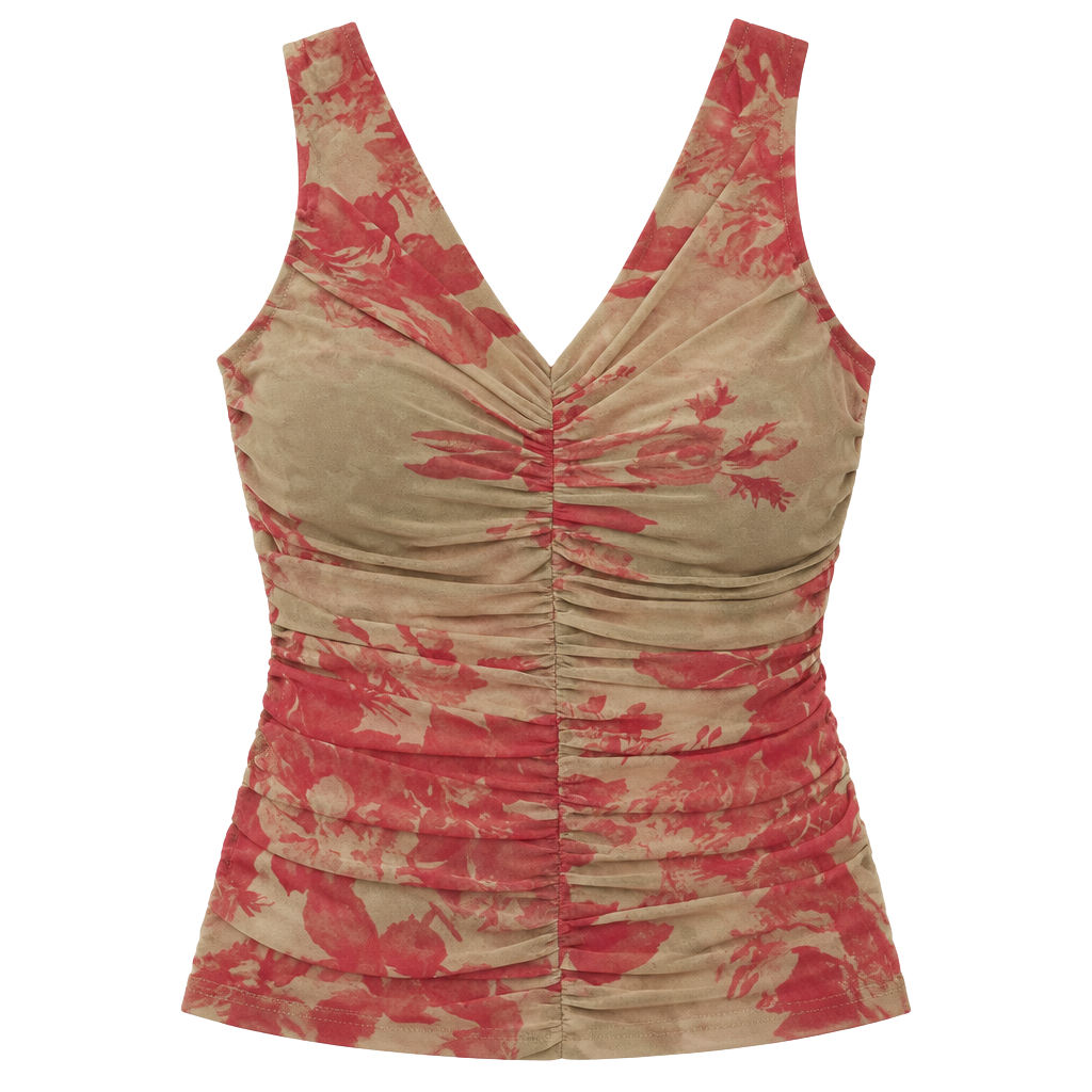 Teenflo Floral Ruched Silk Top 1