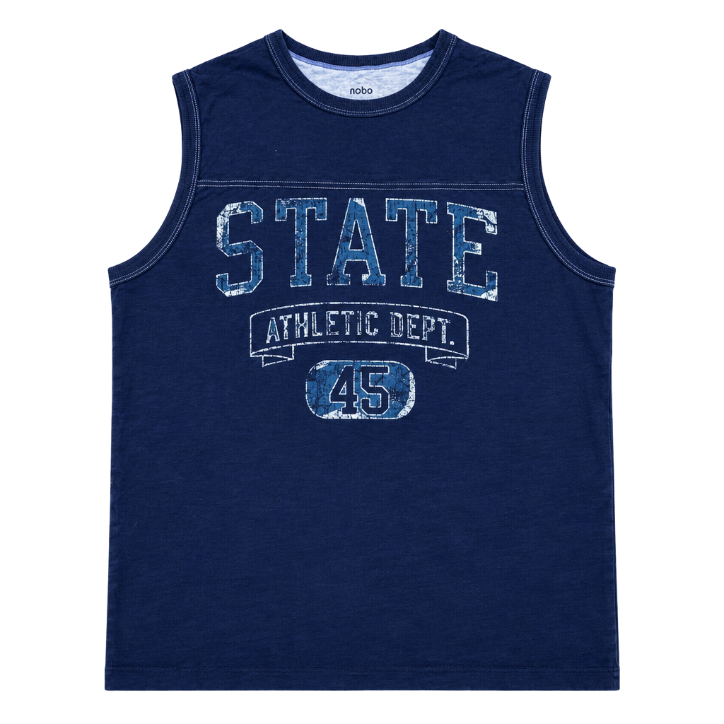 No Boundaries Tank Top Size L Navy Blue State Athletic Dept Graphic 45 1