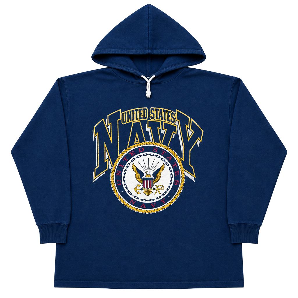 Jostens Sportswear United States Navy Hoodie Size Large Blue Vintage 1