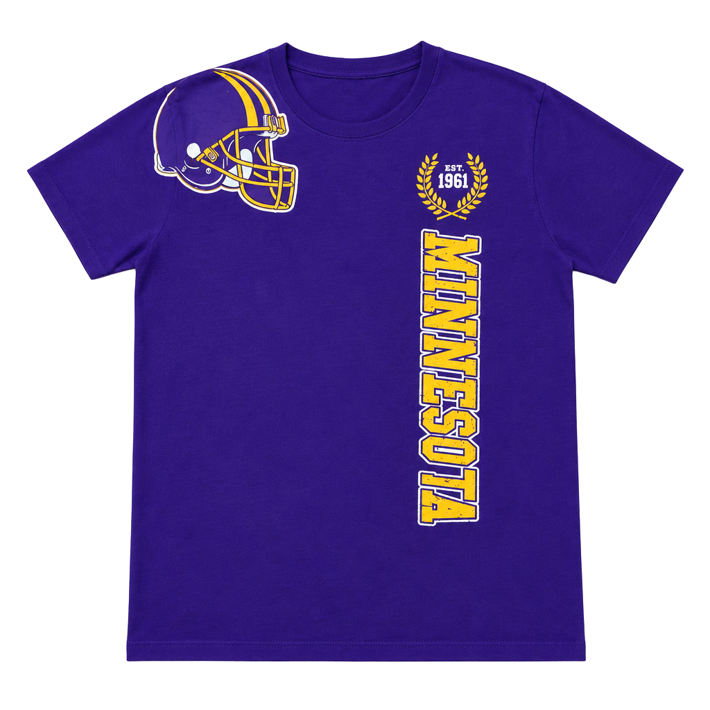 Gildan Minnesota Vikings T-Shirt Size L Purple Football Helmet 1