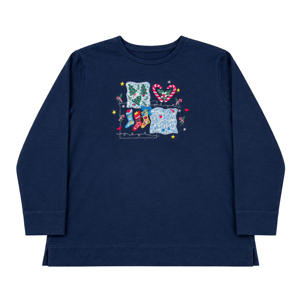 Bobbie Brooks Christmas Sweatshirt Size 22W/24W Navy Embroidered Pullover 1
