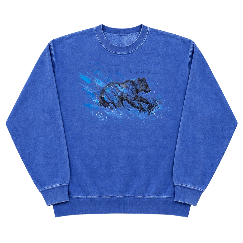 Sutton's Sportswear Yellowstone Bear Sweatshirt Size M Blue Embroidered 1