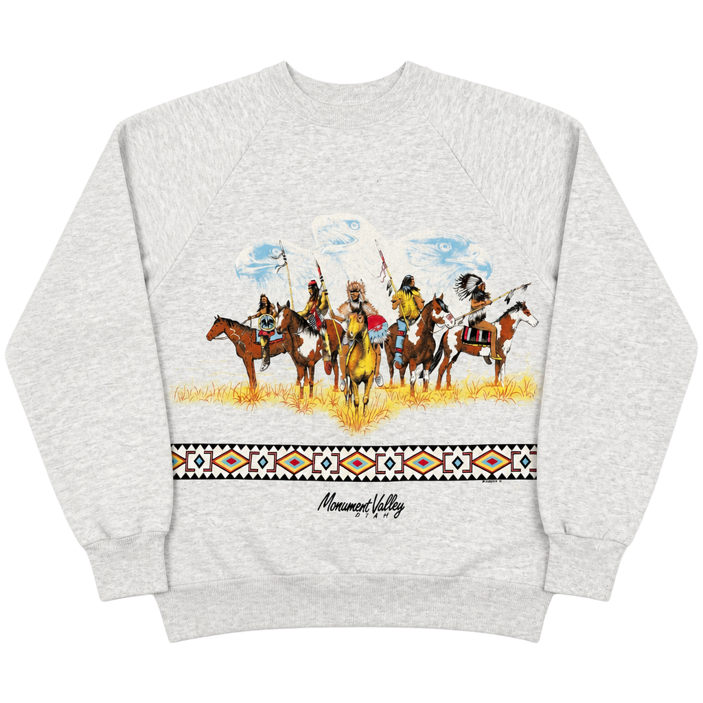 Vintage 1991 Habitat Monument Valley Utah Native American Eagle Graphic Sweatshirt 1