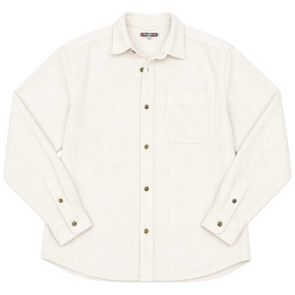 Urban Outfitters Men's XL Cream Wide Corduroy Long Sleeve Button Down Shirt 1