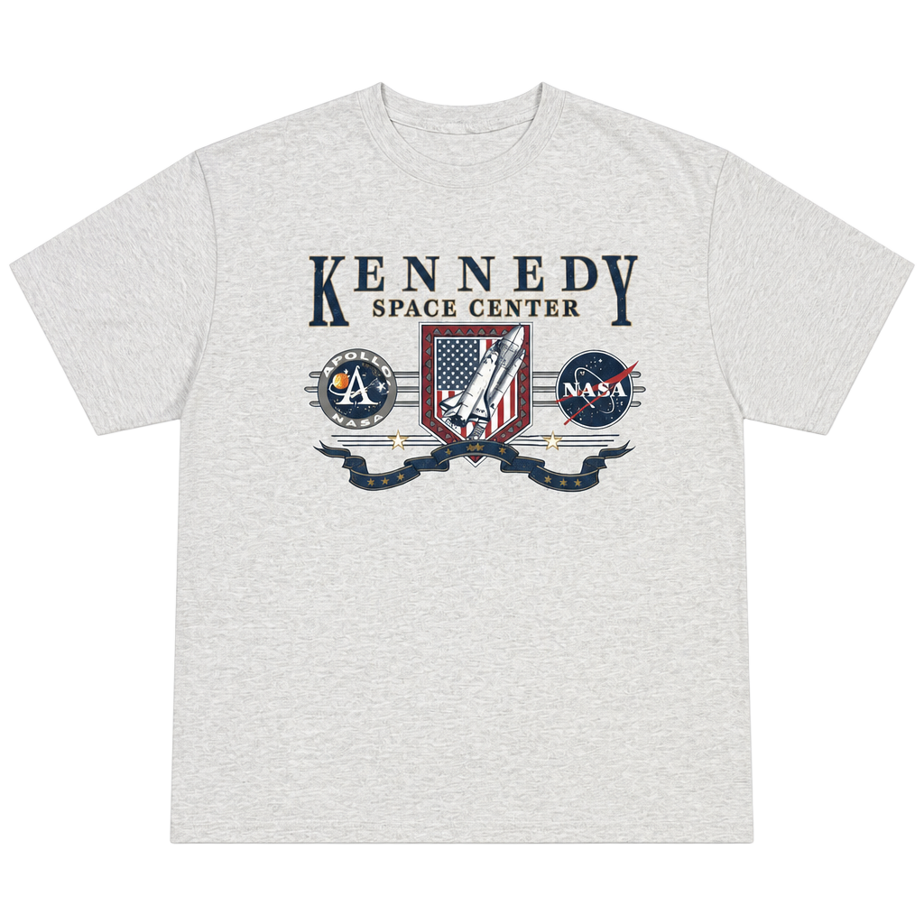 Vintage 90s NASA Kennedy Space Center Apollo Space Shuttle T-Shirt Heather Grey 1
