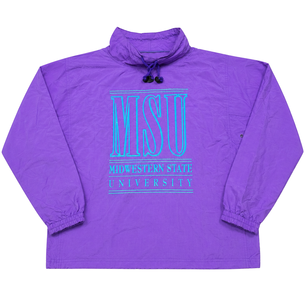 Vintage 90s Gear For Sports Midwestern State University Purple Nylon Windbreaker Pullover 1