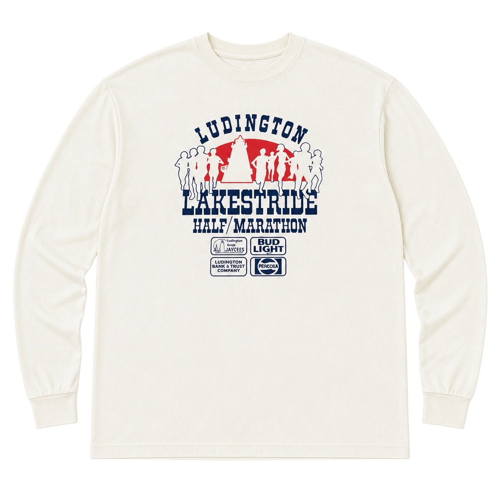 Vintage 90s Ludington Lakestride Half Marathon Pepsi Bud Light Long Sleeve T-Shirt XL 1