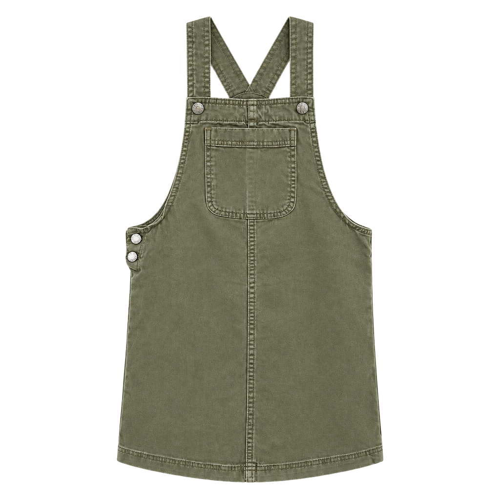 GAP Kids Olive Green Denim Overall Dress Size L 1