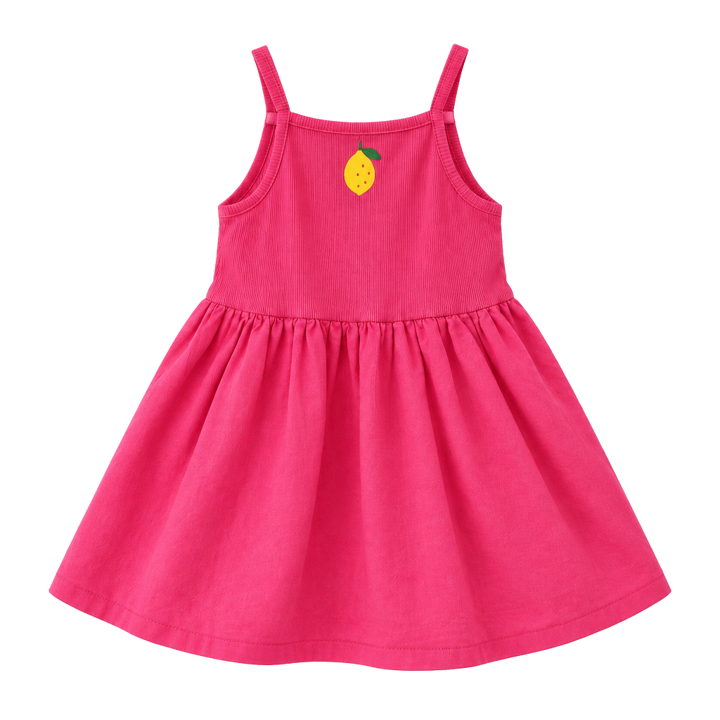 H&M Pink Lemon Printed-Detail Dress Size 12/18M 1