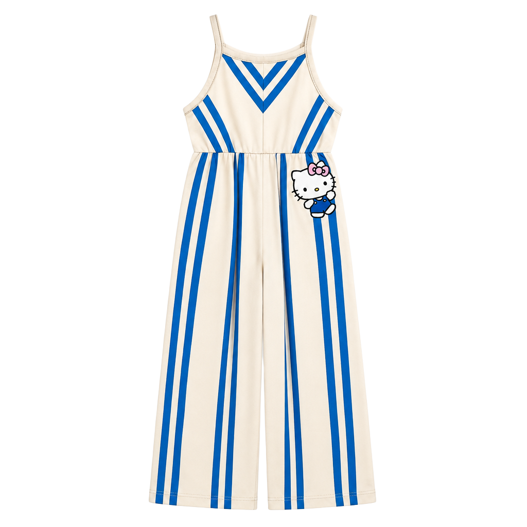 Hello Kitty Grayson Mini Jumpsuit Size 3T Blue Cream Striped 1
