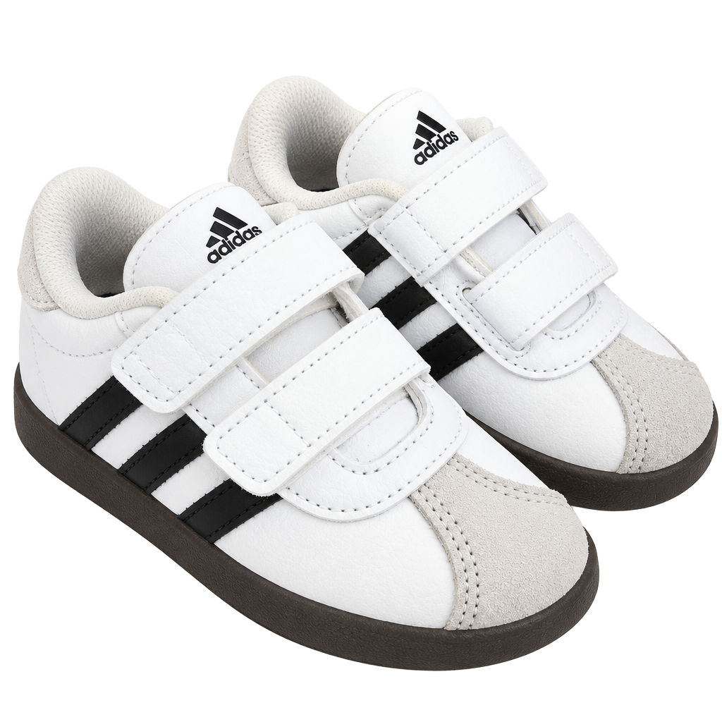 Adidas Kids Velcro Sneakers White Black Gum Sole 1