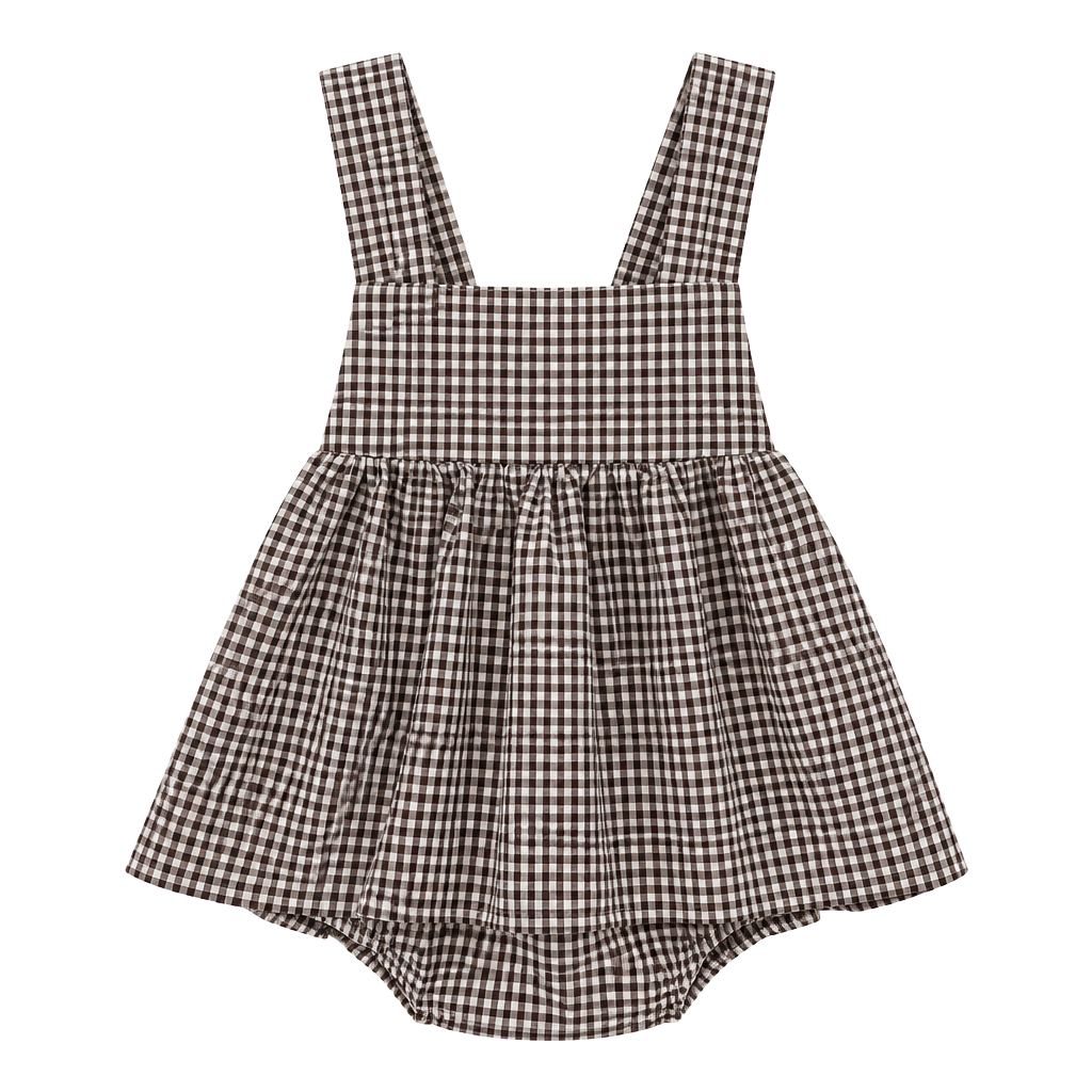 Gingham Babydoll Tank Top Size S Brown White Plaid Bowtie Backless Peplum Cami 1