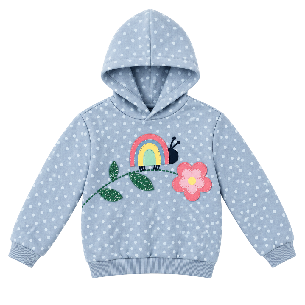 Kids Headquarters Hoodie Size 6 Blue Polka Dot Snail Flower 1