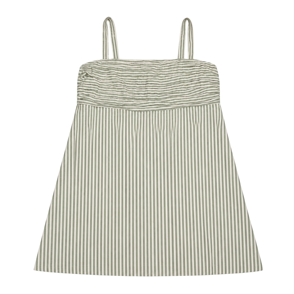 Abercrombie & Fitch Green Striped Linen-Blend Pleated Skort Dress 1