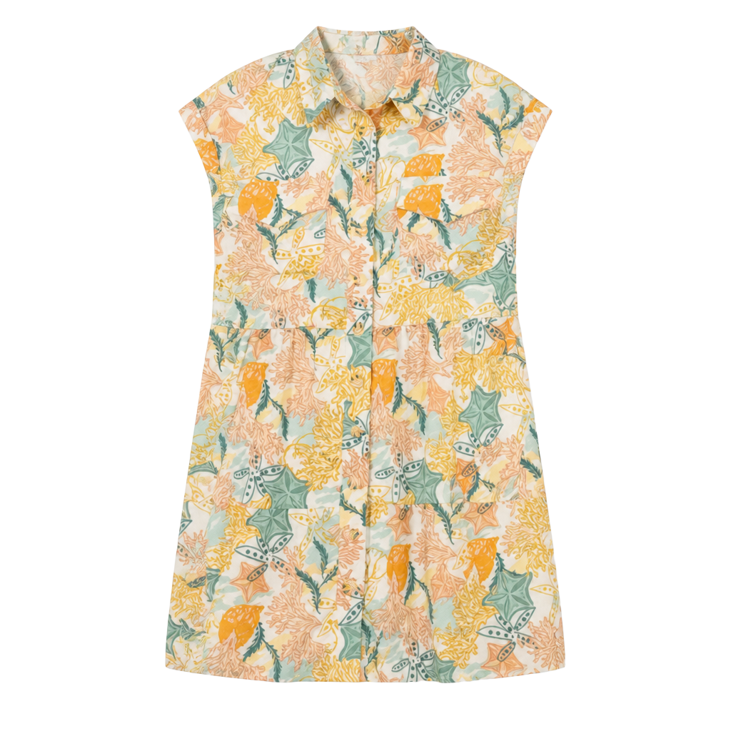 HEYSON Coastal Starfish Print Tiered Button Front Dress 1