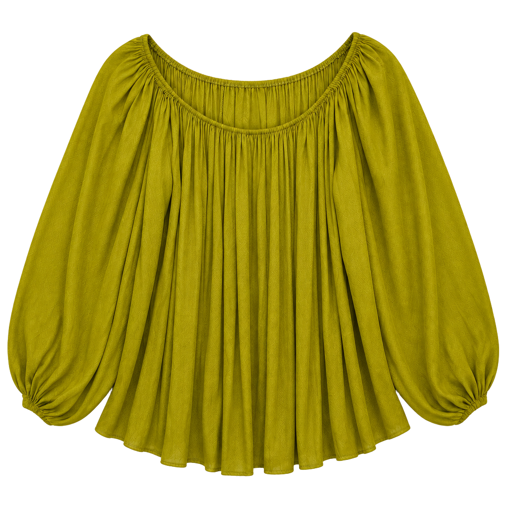 I Love Women’s Large Olive Green Satin Blouse Balloon Sleeve Peasant Top 1