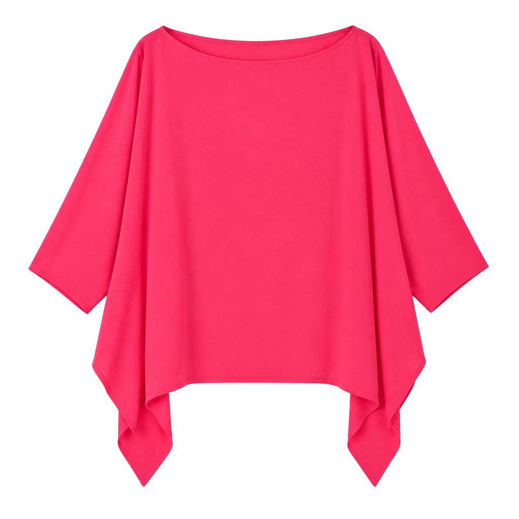 Vince Camuto Women’s Large Hot Pink Draped Asymmetrical Poncho Blouse Top 1
