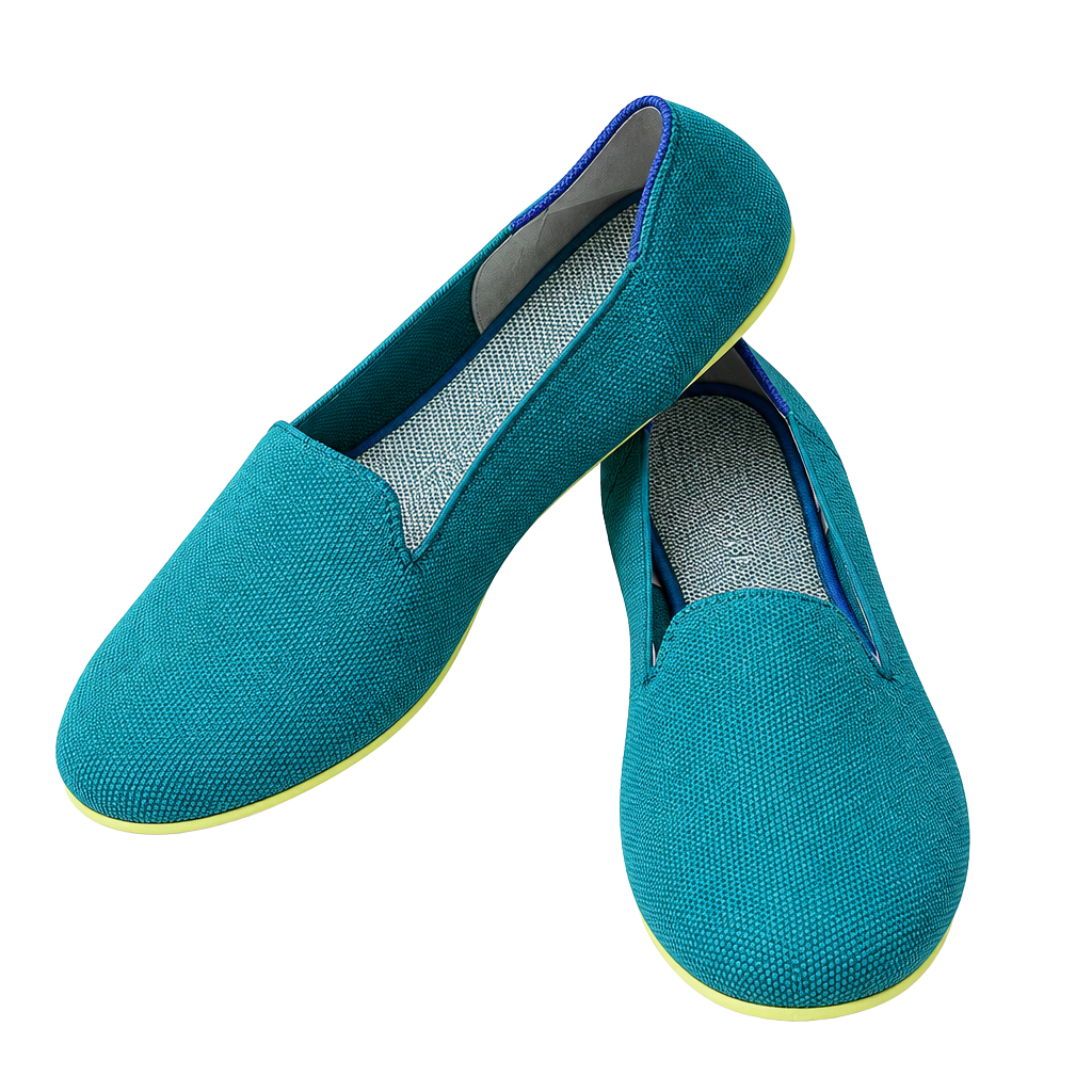 Rothy's The Loafer Size 10.5 Teal Blue Knit Flats 1