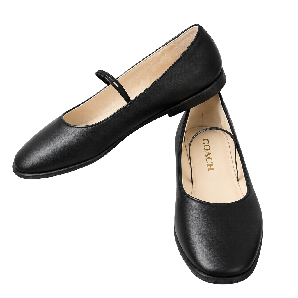 COACH Emilia Mary Jane Flats – Black Leather – Women’s 7.5 1
