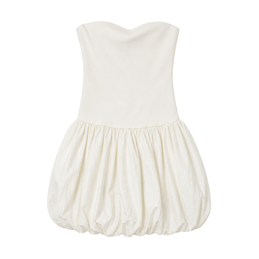 Simkhai Juni Bubble-Hem Strapless Corset Mini Dress White Size S 1