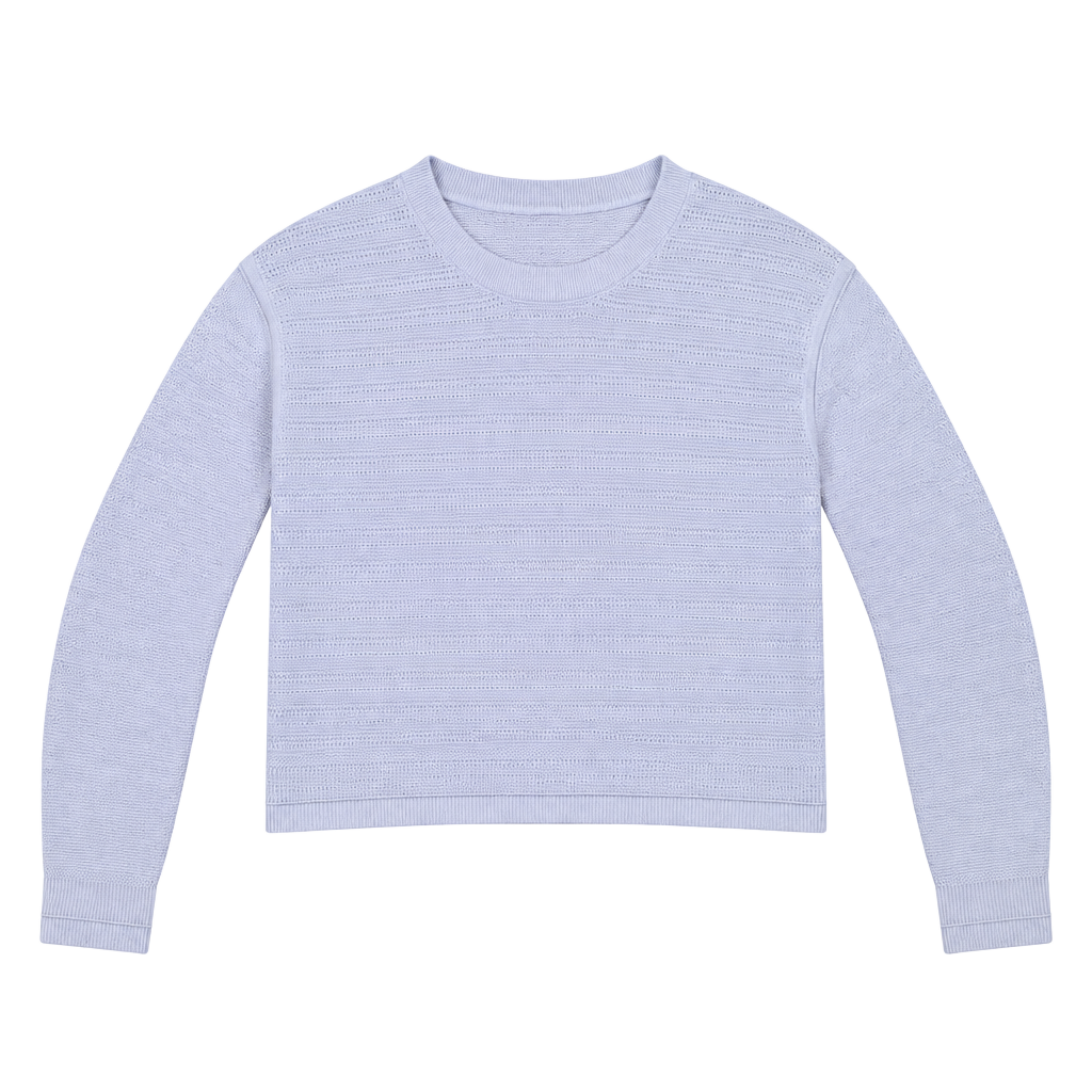Lululemon Sweater Cropped Light Blue Knit Pullover 1