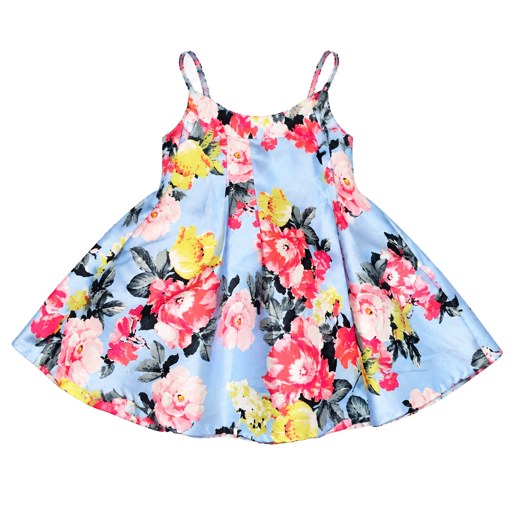 B. Darlin Skirt Size 1/2 Light Blue Floral Satin Flared Homecoming 1