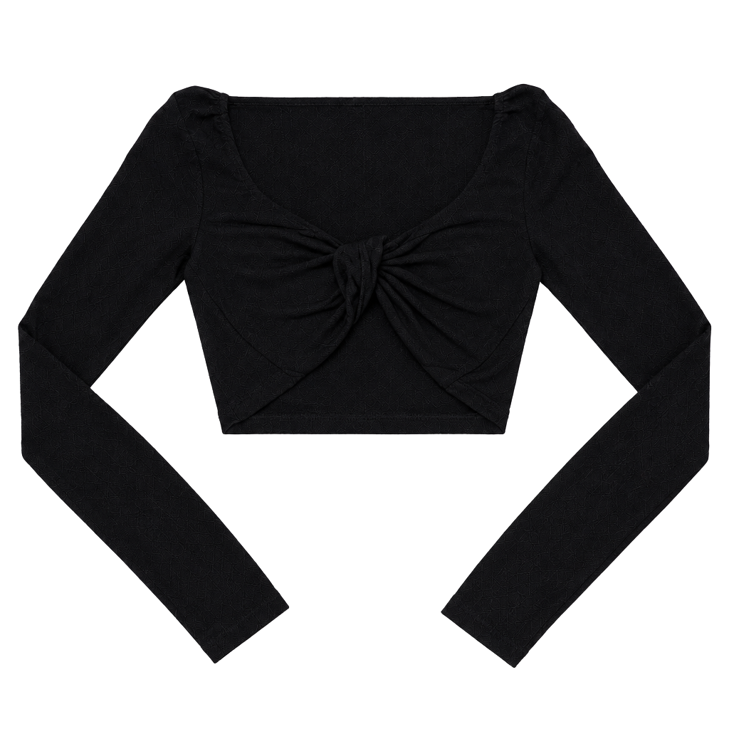 FP Movement Long Sleeve Crop Top Size M/L Black Twist Front 1