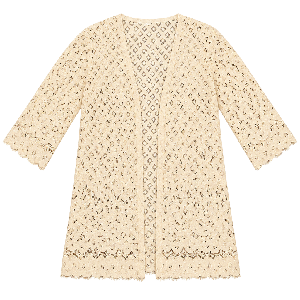 Custom tea stained! Maurices Lace Kimono Cardigan Size XL Open Front Crochet Shrug 1