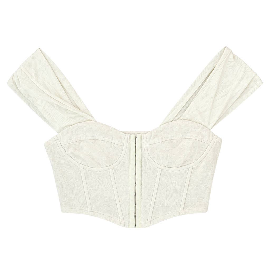 Ivory Corset Top | Bustier Mesh Tie Strap Top | Y2K Coquette Romantic 1