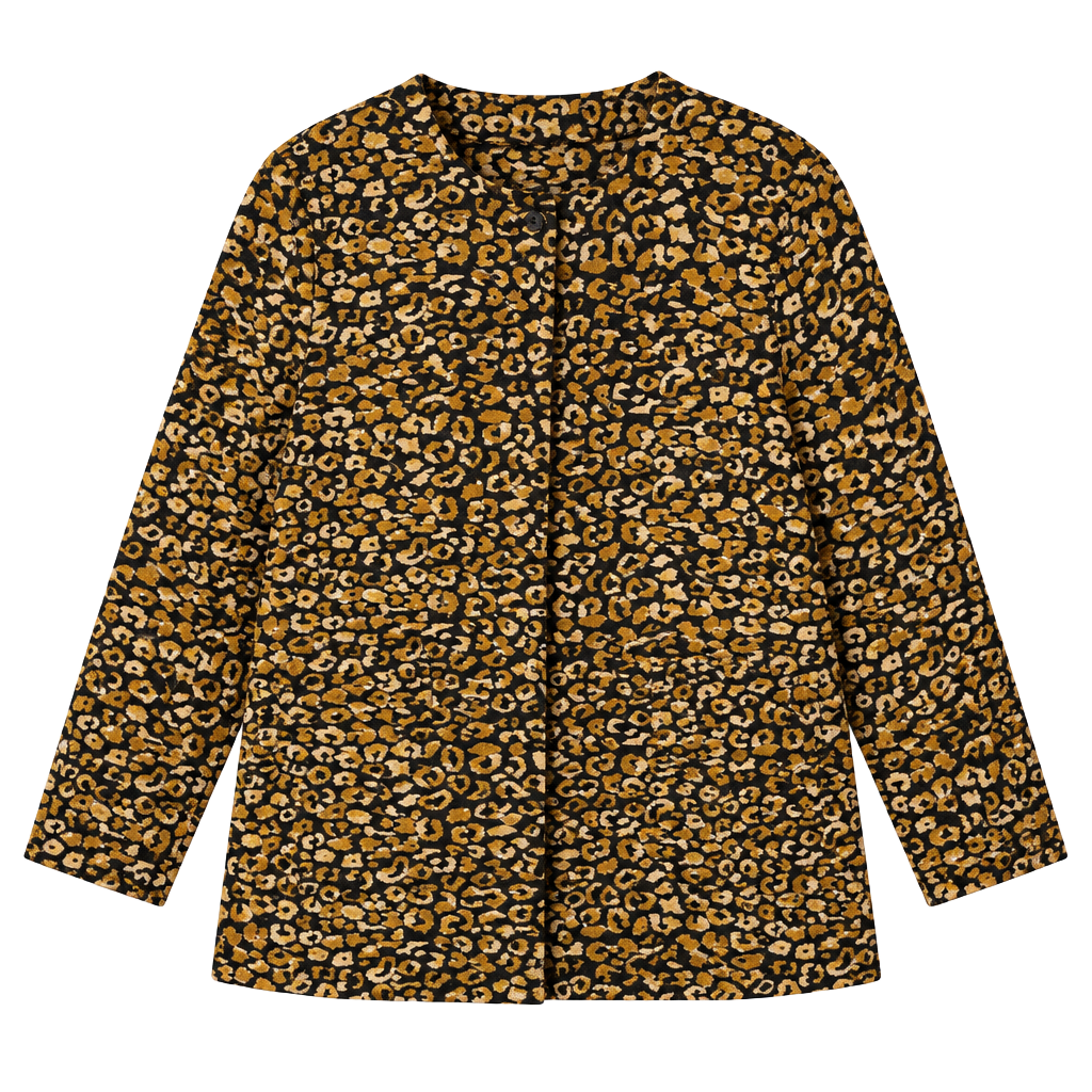 Who What Wear Animal Print Jacket S Collarless Snap Front 1