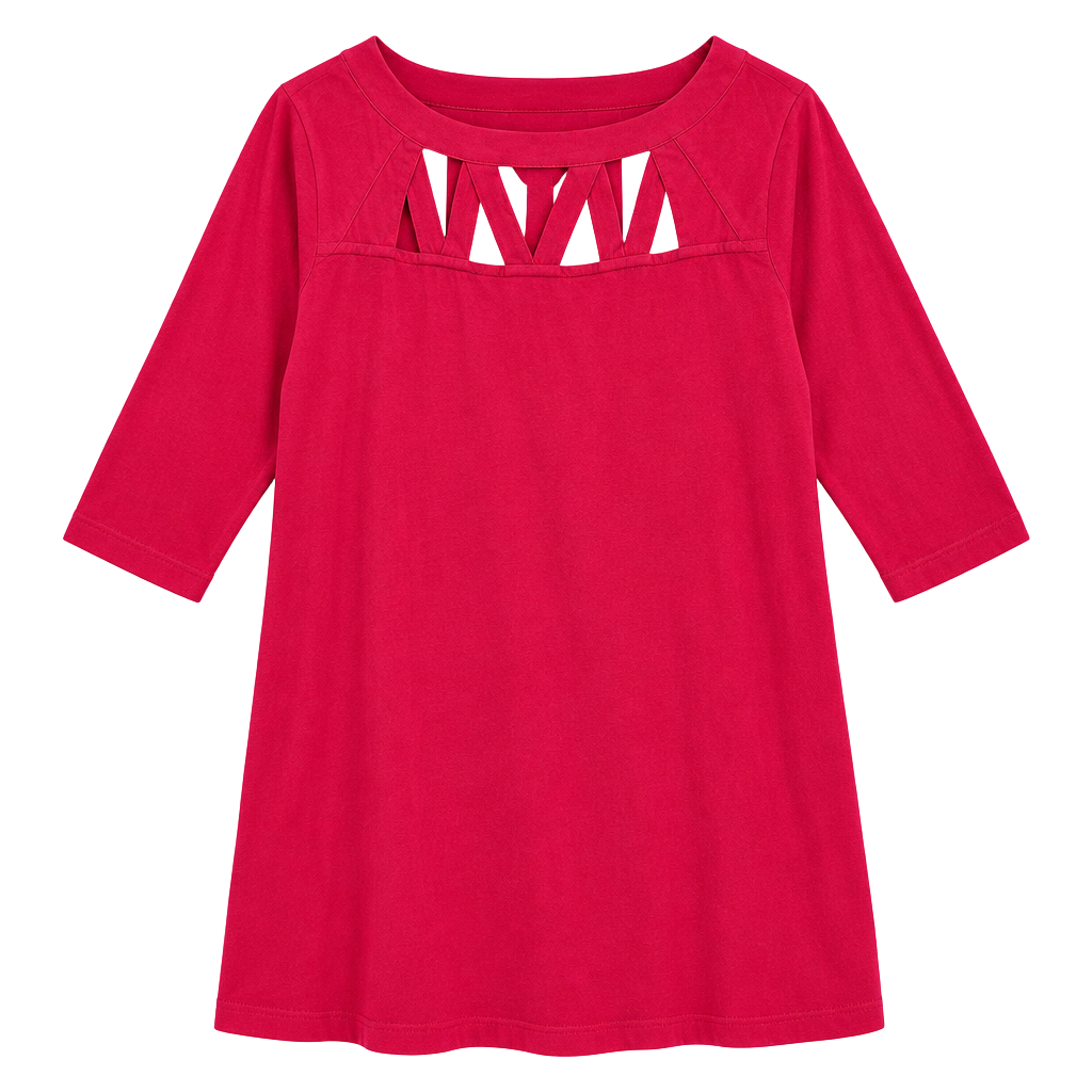Joan Vass Lattice Neck Dress Size S Pink 1
