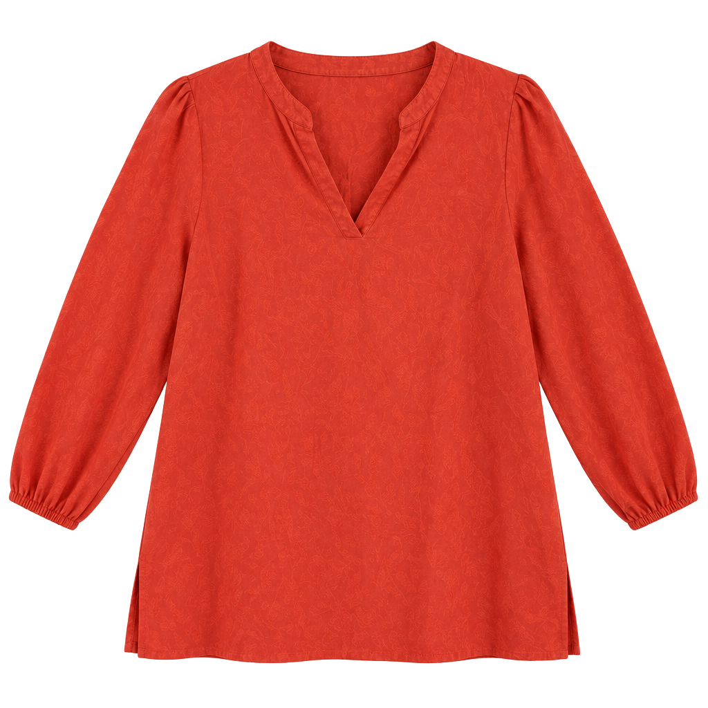 Anne Klein Tunic Size M Coral Linen Blend V-Neck 1