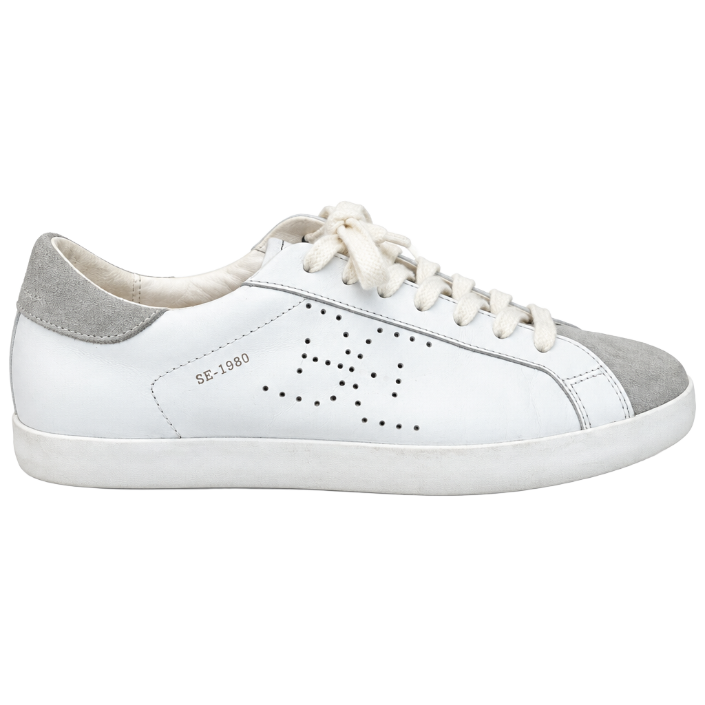 Sam Edelman Aubrie Size 9M White Greige Leather Sneaker 1