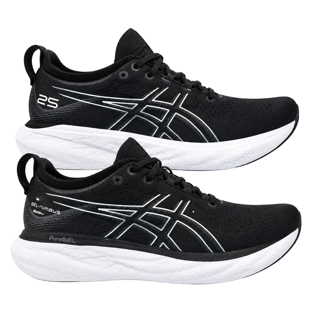 Asics Gel-Nimbus 25 Black White Running Shoes 1