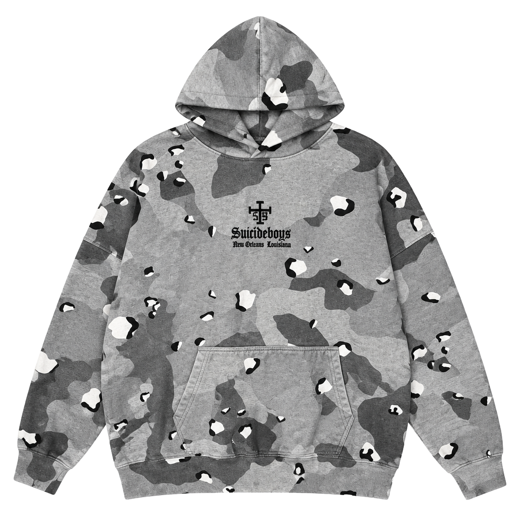 G59 Records Suicideboys Camo Hoodie Size XL Grey Black White 1