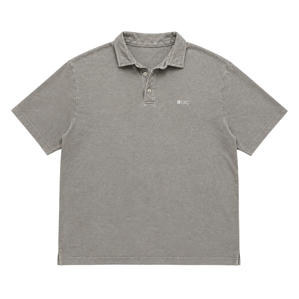 Black Clover Men's Live Lucky Pima Cotton Performance Polo Shirt Gray 1