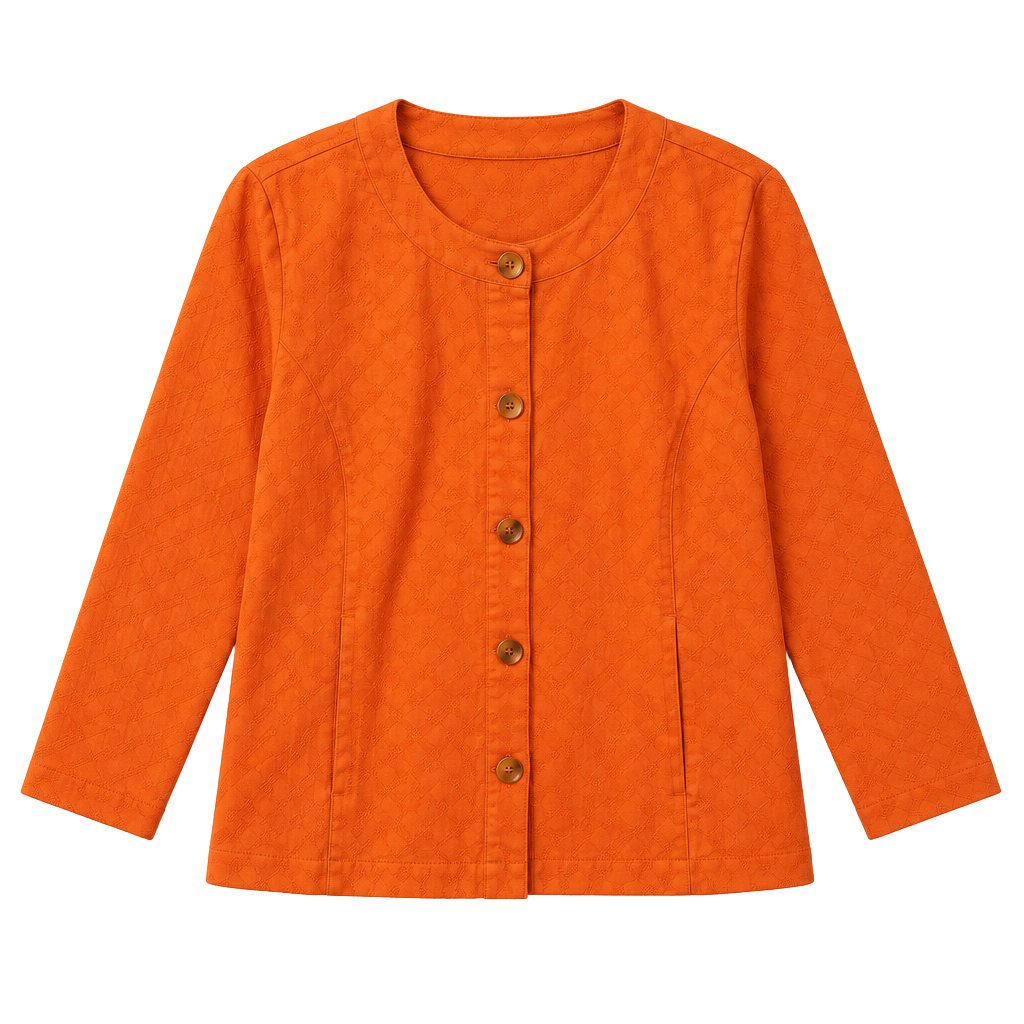 Peck & Peck Button Jacket Size M Orange Linen Cotton 1