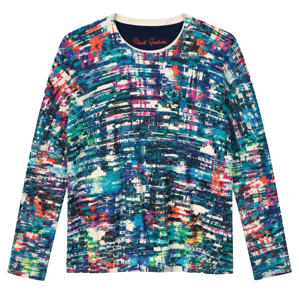 Robert Graham Long Sleeve Sweater Size L Multicolor Abstract Print 1