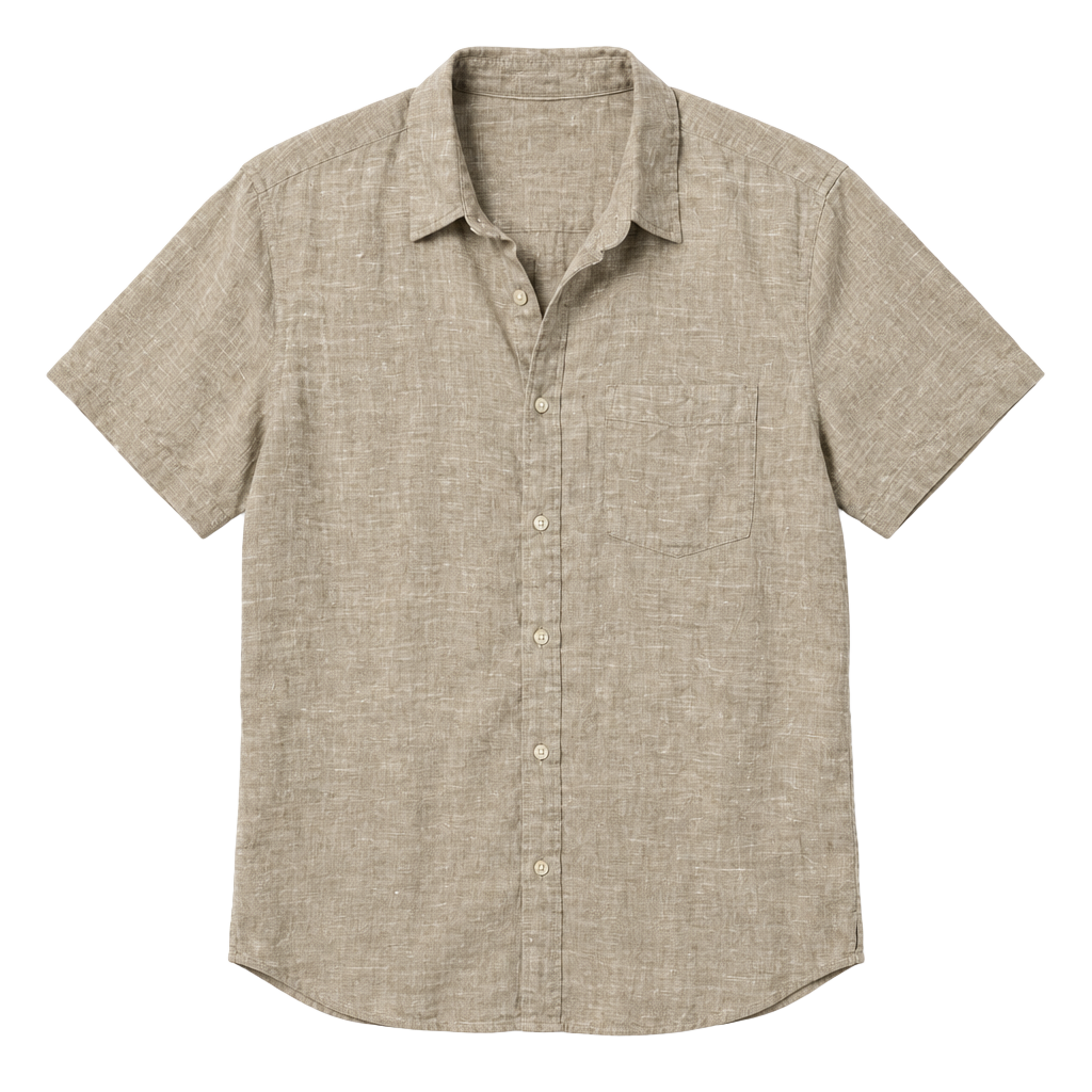 Thom Aaron Linen Button Down Shirt Size XXL Tan Short Sleeve 1