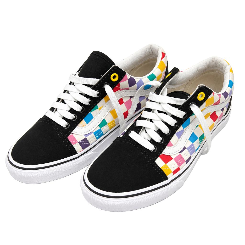 Vans Old Skool Rainbow Checkerboard Skate Shoes Multi-Color 1